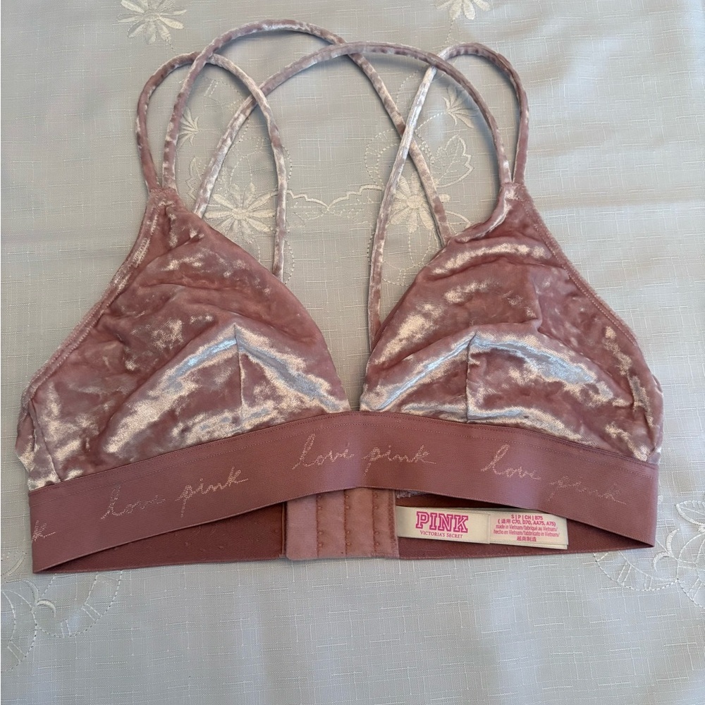 PINK Victoria's Secret Velvet Bralette in Dusty Rose